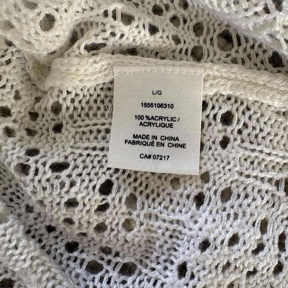 White Open-Knit Crochet Tank Shirt | Winter Layering Pointelle Top - Picture 5 of 6